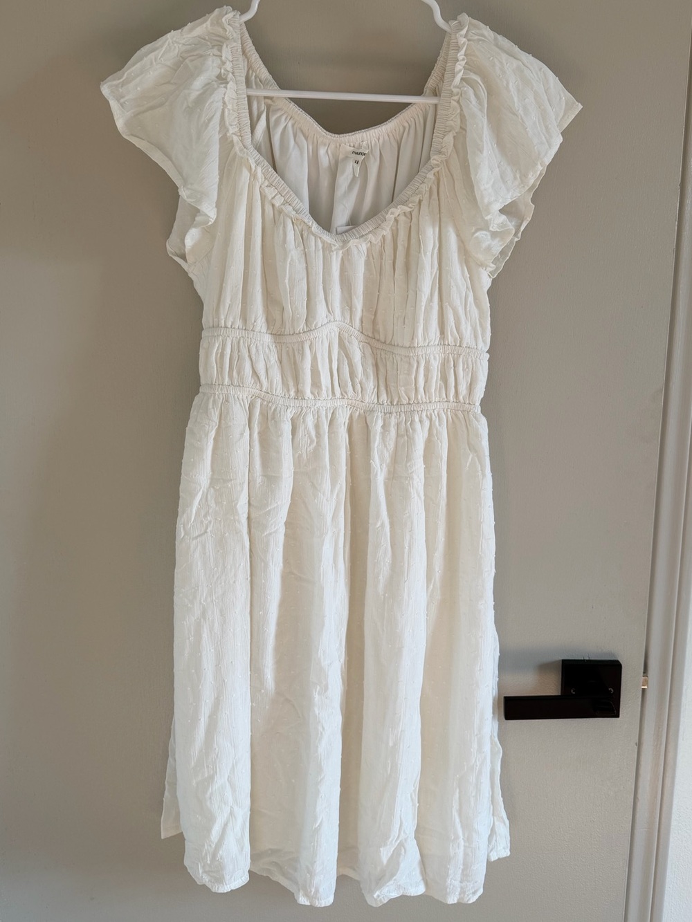 Maurices White Ruffled Sleeve Casual Dress
